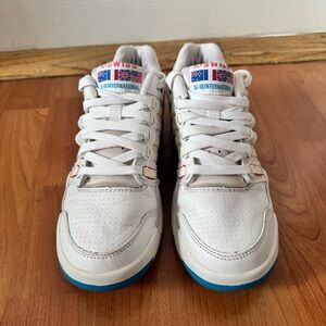 Vintage ORIGINAL 90s K-SWISS White Sneakers with Blue Soles (8)